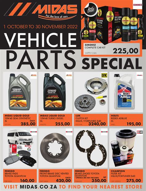 Walkers Midas, Vehicle Parts  .